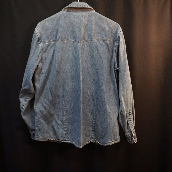Vintage Wrangler Denim Western-Wild Horses Long Sleeve Button Up Shirt L - Picture 2 of 9
